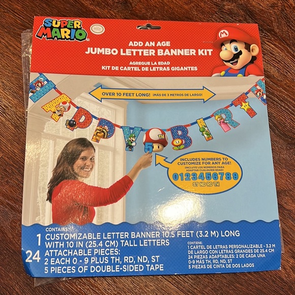 Super Mario Luigi Princess Peach Toad Birthday Party Decorations and Back Drop - Picture 5 of 17